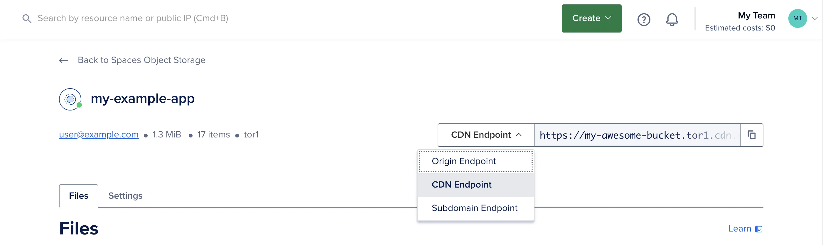 DigitalOcean built-in CDN endpoint in dashboard
