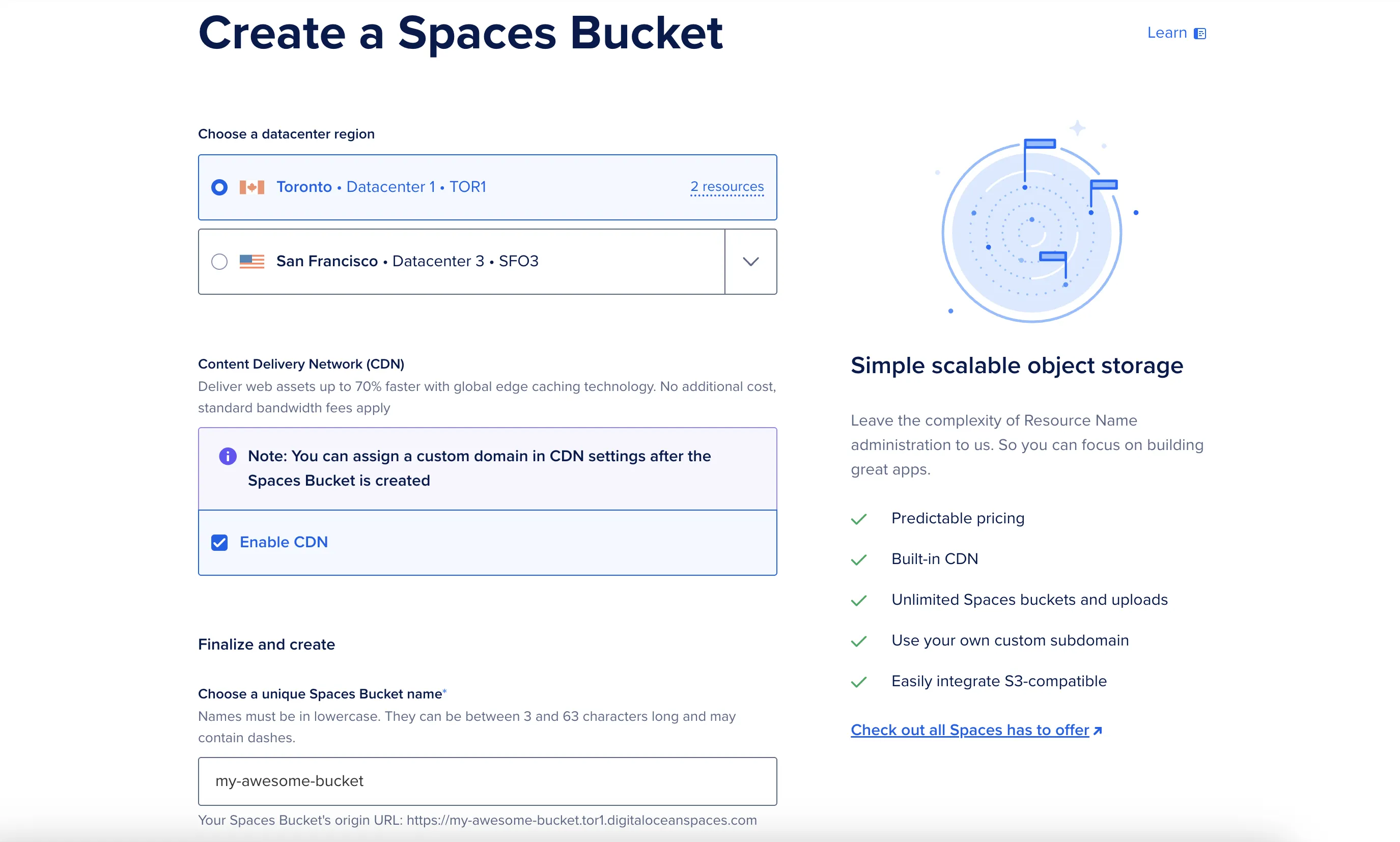 DigitalOcean Spaces Bucket Creation Process